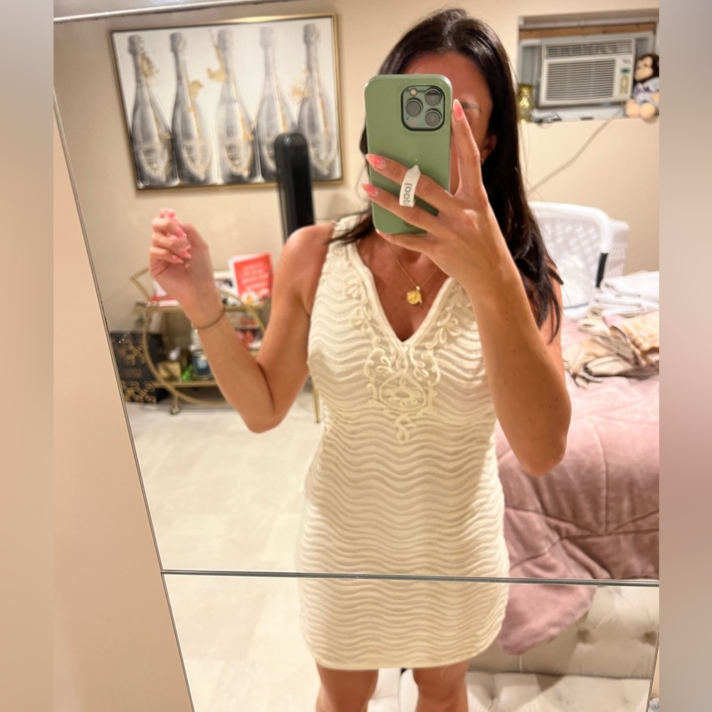 Lilly Pulitzer | cream crochet shift dress size XS